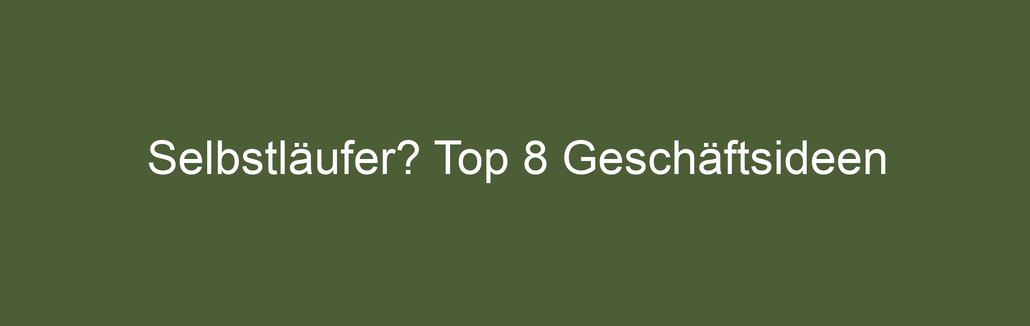 Selbstläufer? Top 8 Geschäftsideen