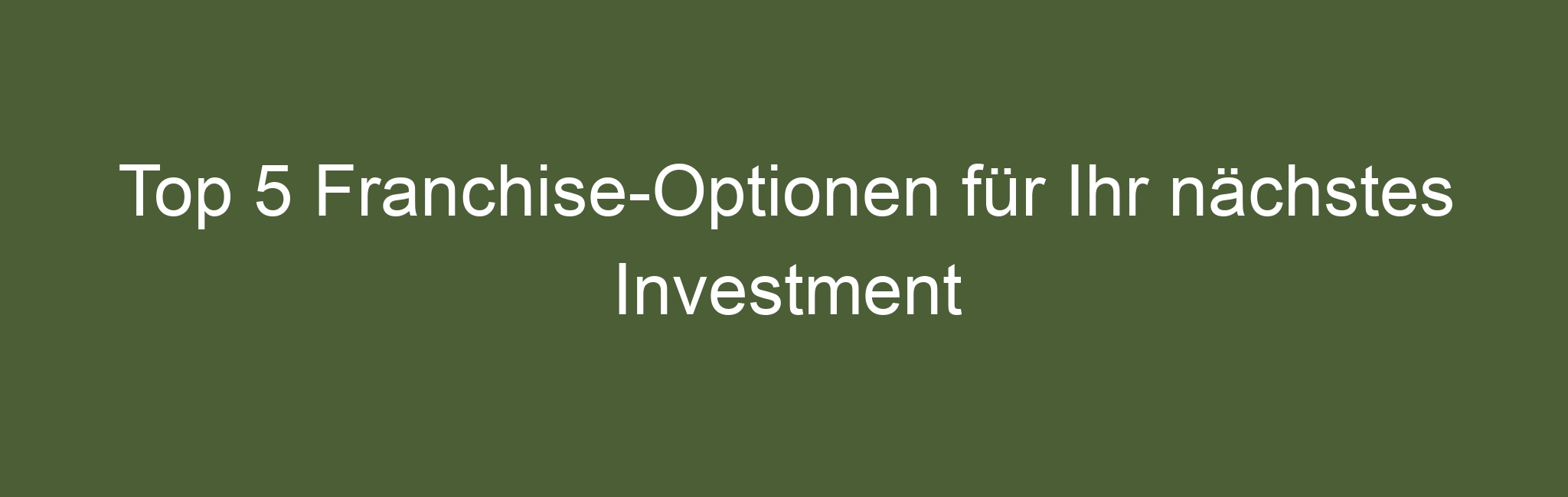 Top 5 Franchise-Optionen für Ihr nächstes Investment