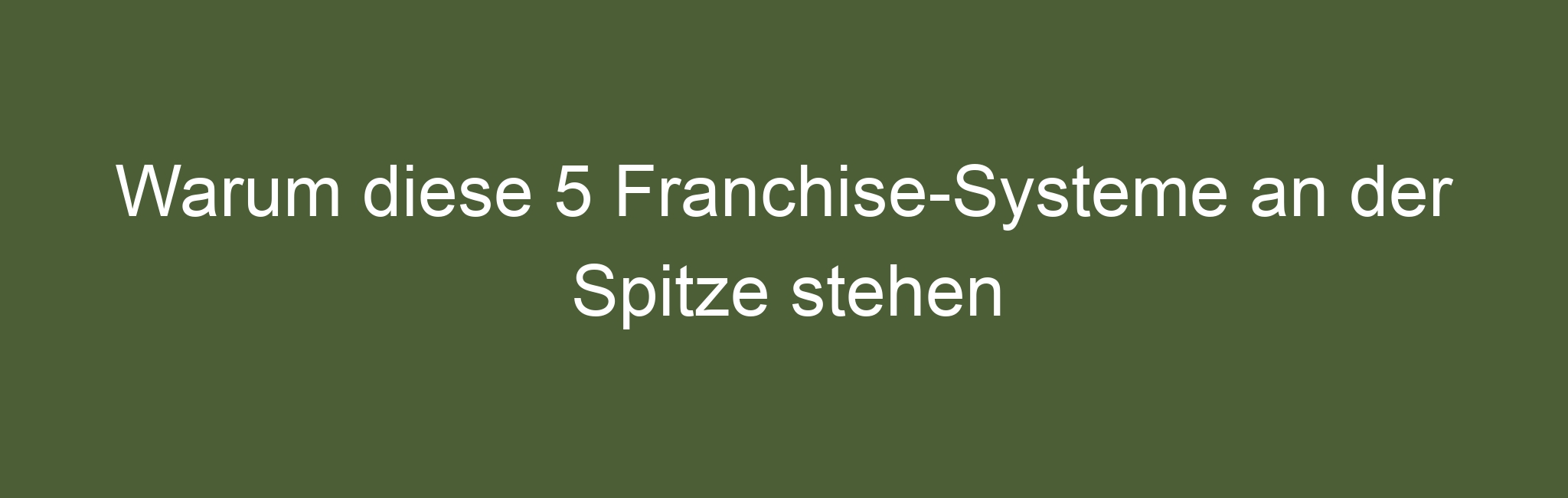 Warum diese 5 Franchise-Systeme an der Spitze stehen