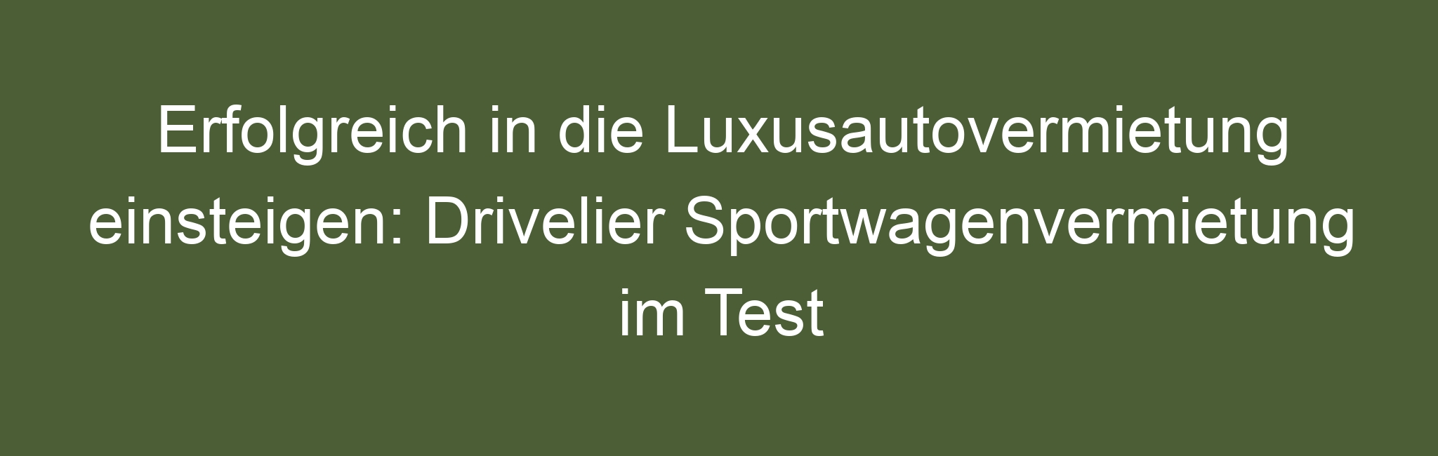 Erfolgreich in die Luxusautovermietung einsteigen: Drivelier Sportwagenvermietung im Test